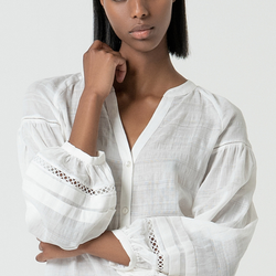 Maho Open Collar Blouse / White