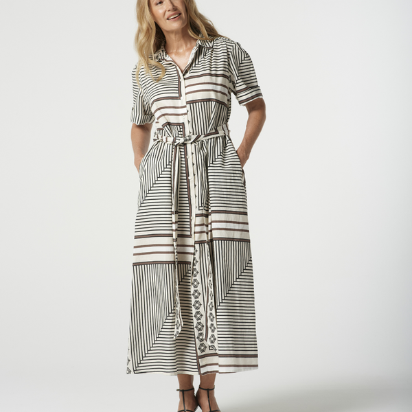 Maxi Square Print Shirt Dress / Large Square