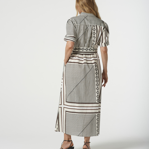 Maxi Square Print Shirt Dress / Large Square