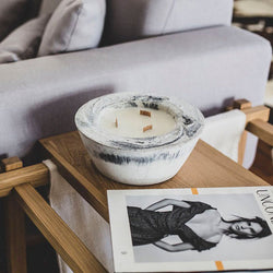 Concrete B + W Marbled Candle Med / Havana Nights