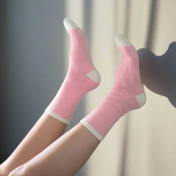 Merino Wool Socks with Band / Pink