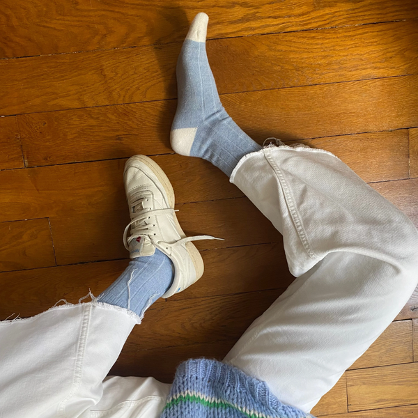 Merino Wool Socks with Band / Blue