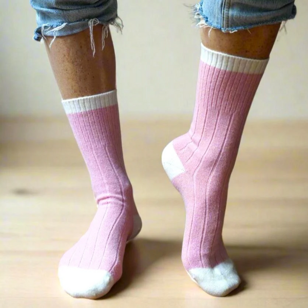 Merino Wool Socks with Band / Pink