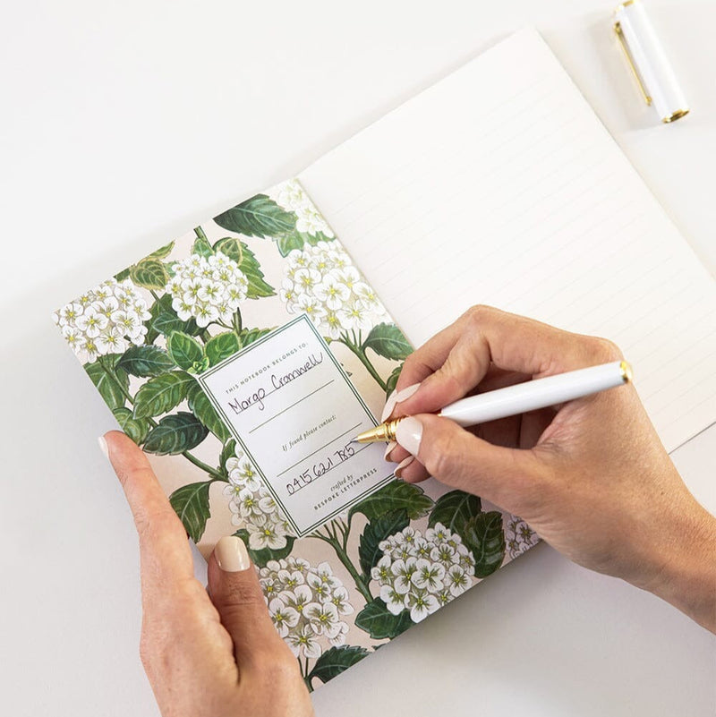 Pocket Lined Notebook / Hydrangea