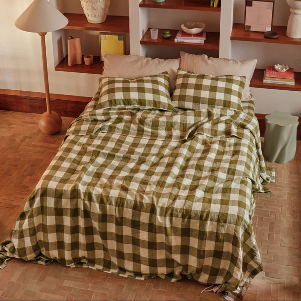 Duvet Cover King / Olive Check