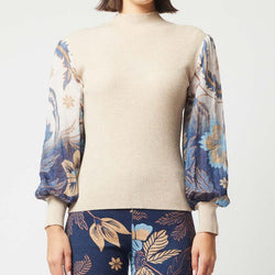 Dynasty Wool Knit with Cotton Silk Sleeves