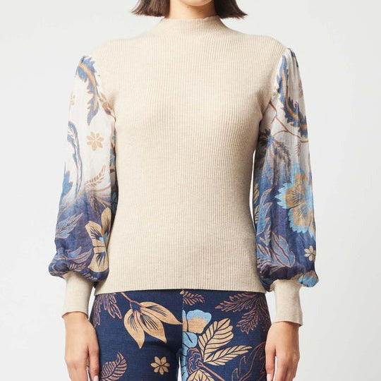 Dynasty Wool Knit with Cotton Silk Sleeves