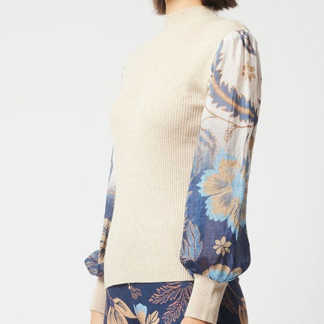 Dynasty Wool Knit with Cotton Silk Sleeves