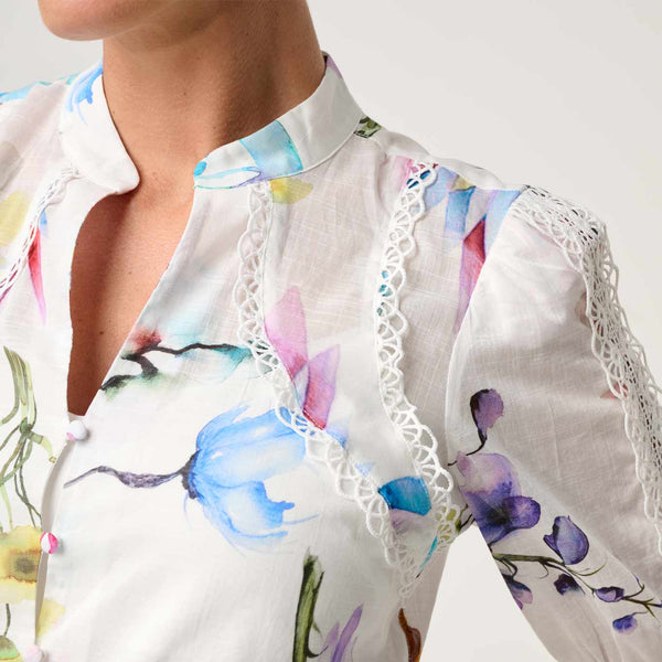 Thalia Lace Spliced Shirt / Plume Blossom