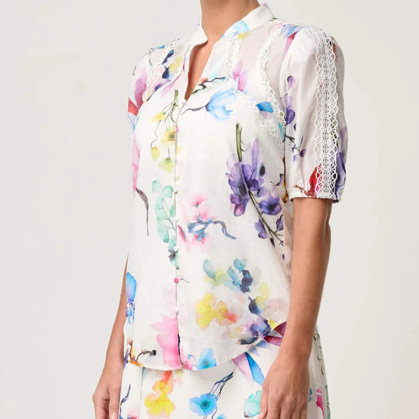 Thalia Lace Spliced Shirt / Plume Blossom