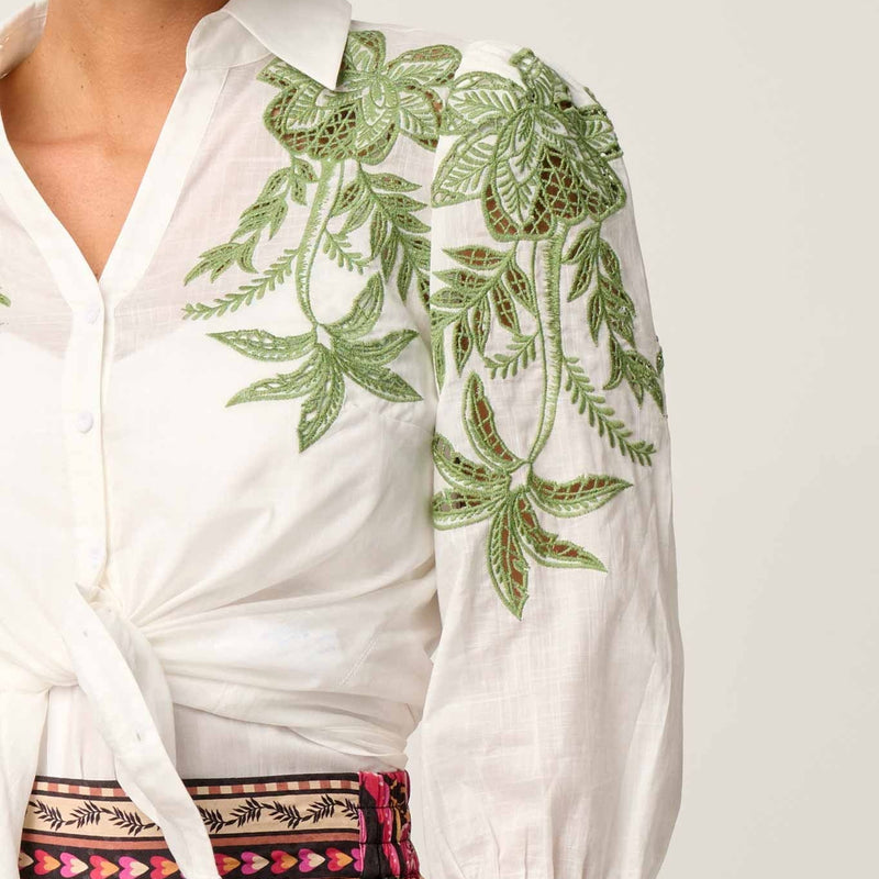 Callisto Cotton Embroidered Shirt / Ivory