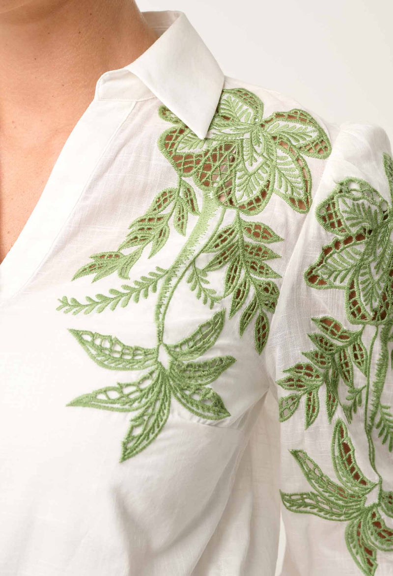 Callisto Cotton Embroidered Shirt / Ivory