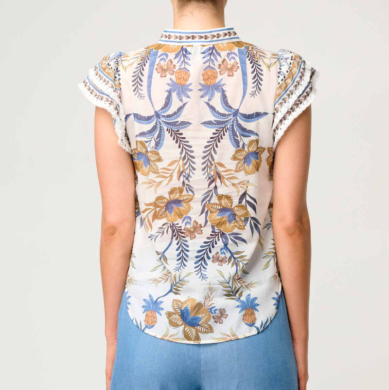 Luma Silk Flutter Sleeve Top / Golden Medina