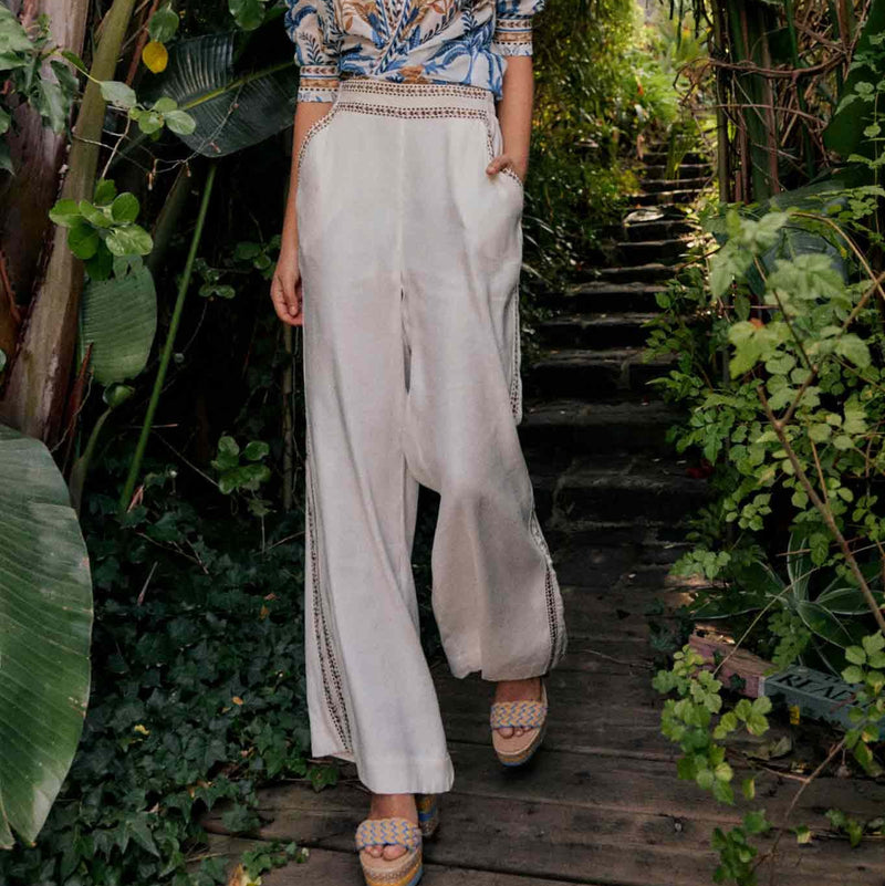 Zara Trim Detail Pant / Ivory