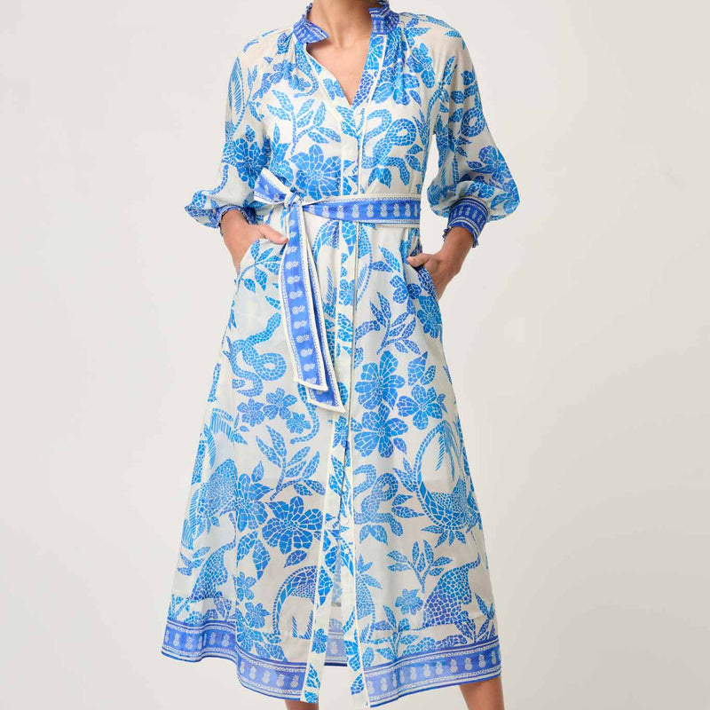Carmen Maxi Dress / Azure Mosaic