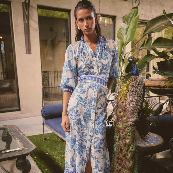 Carmen Maxi Dress / Azure Mosaic