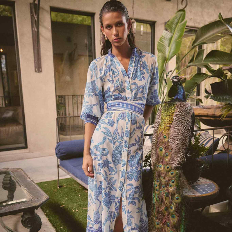 Carmen Maxi Dress / Azure Mosaic