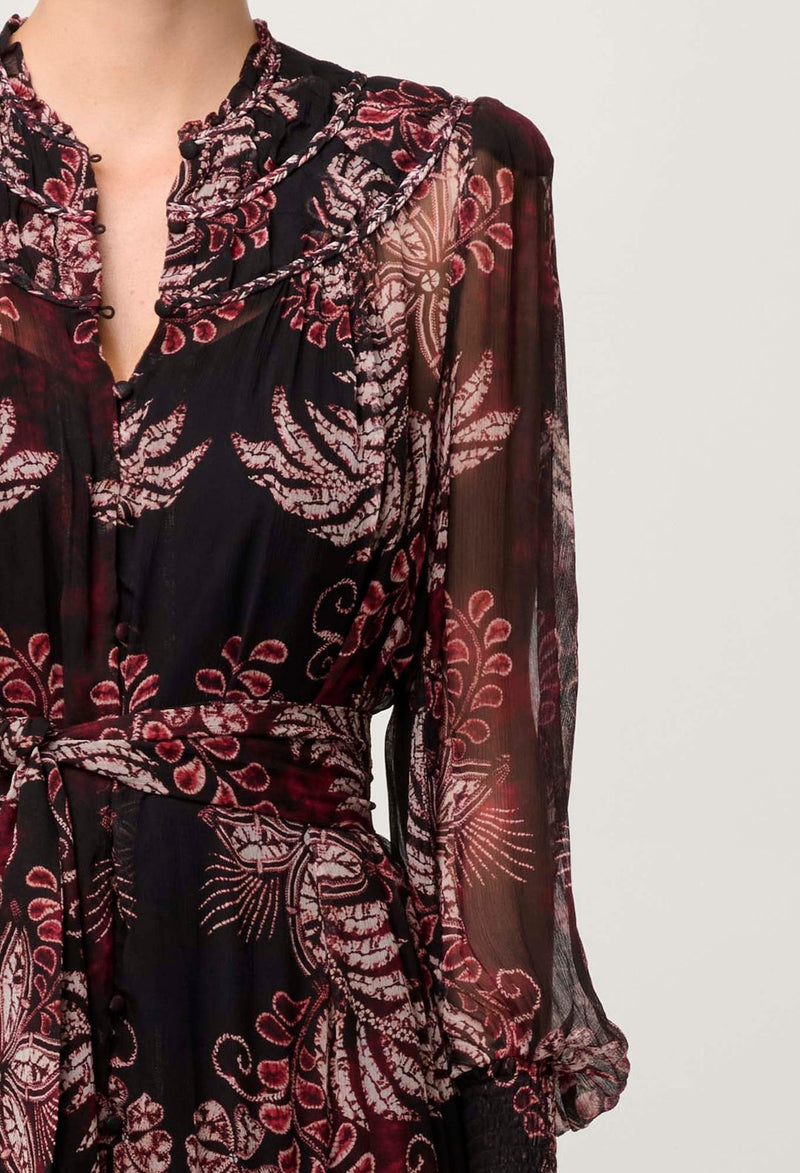 Solana Chiffon Midi Dress / Torera Rosa