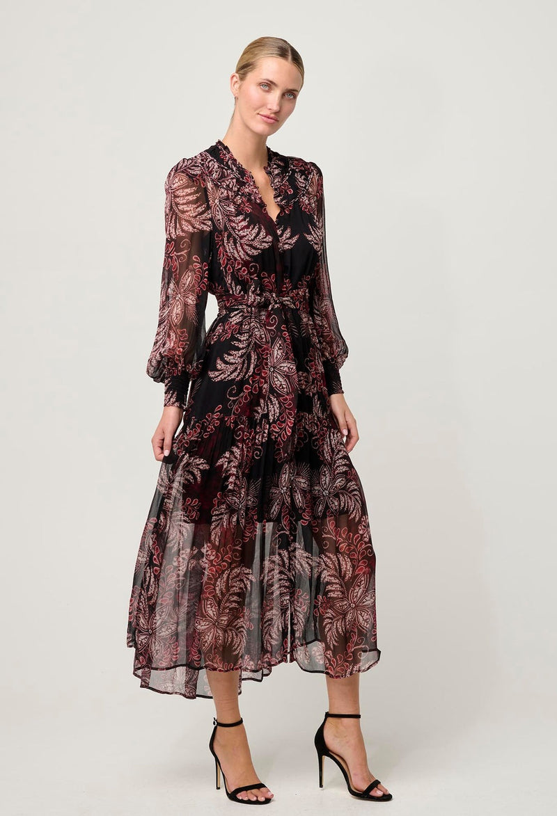 Solana Chiffon Midi Dress / Torera Rosa