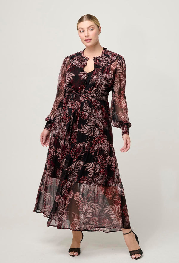 Solana Chiffon Midi Dress / Torera Rosa