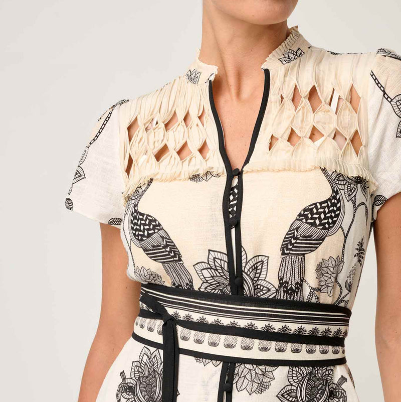 Xanthia Smock Yoke Dress / Imperial Stone