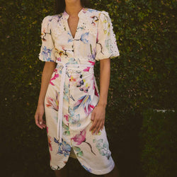 Gaia Lace Trim Spliced Dress / Plume Blossom