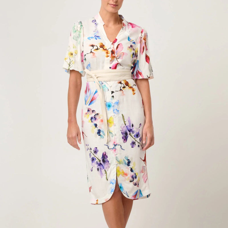 Gaia Lace Trim Spliced Dress / Plume Blossom