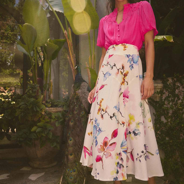 Panorea Yoke Detail Skirt / Plume Blossom