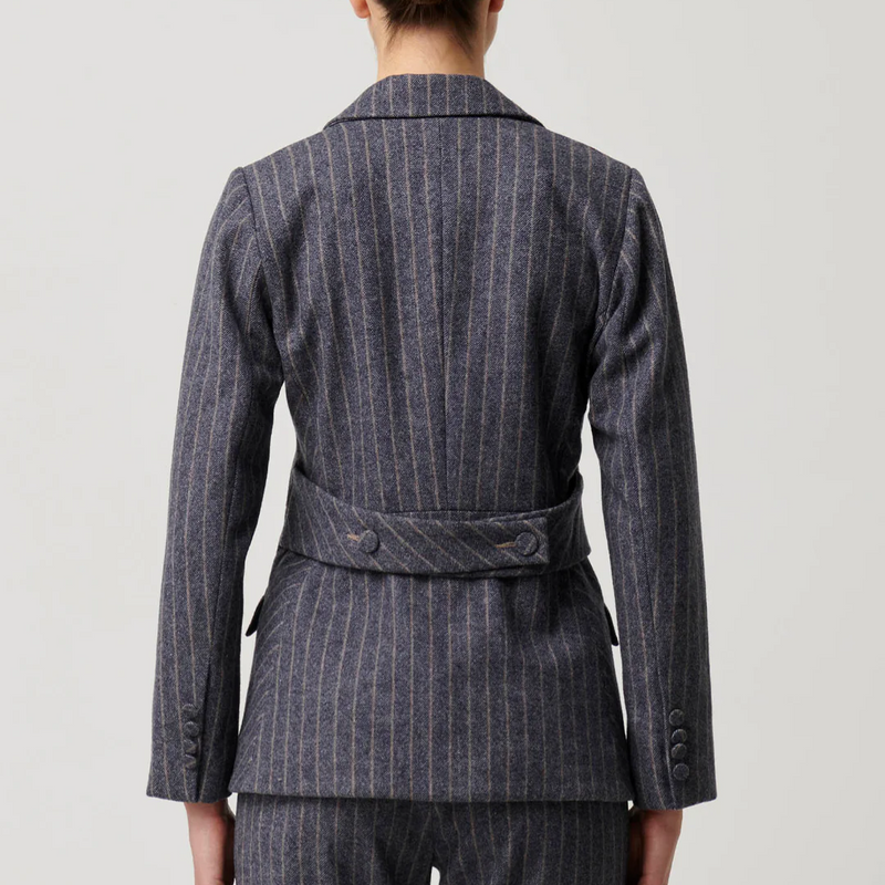Oaklyn Chevron Stripe Blazer / Bluestone