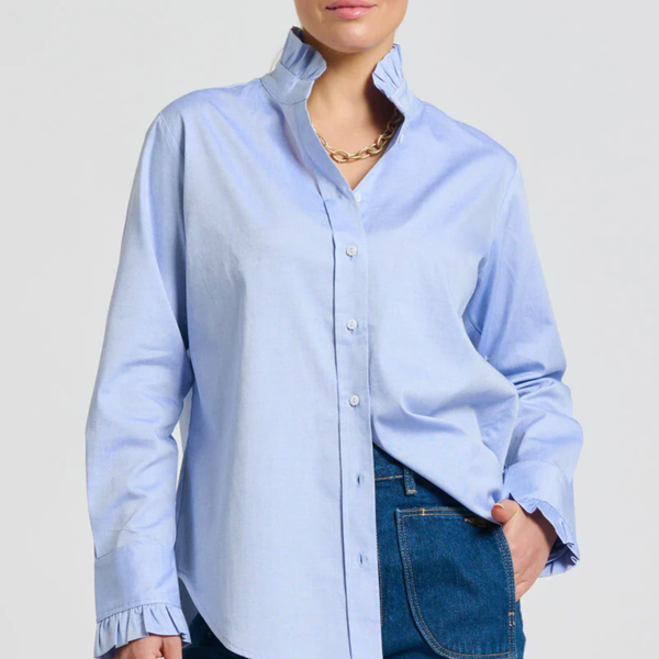 Olivia Classic Frill Shirt / Oxford Blue