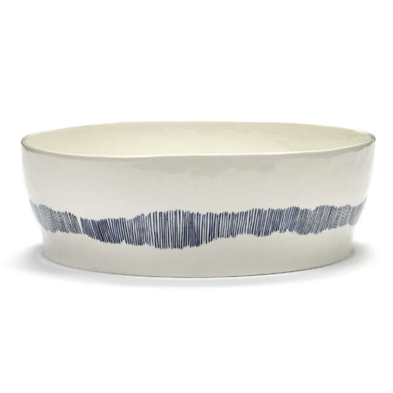 Ottolenghi Salad Bowl / White w Blue Stripes Feast 1