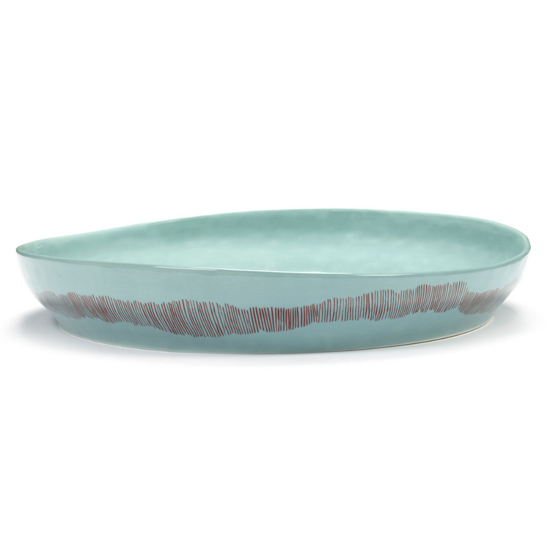 Ottolenghi Serving Bowl / M Azure w Red Stripes