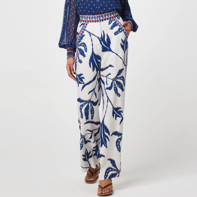 Eudora Contrast Trim Pant / Palm Shadow