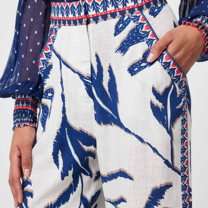 Eudora Contrast Trim Pant / Palm Shadow