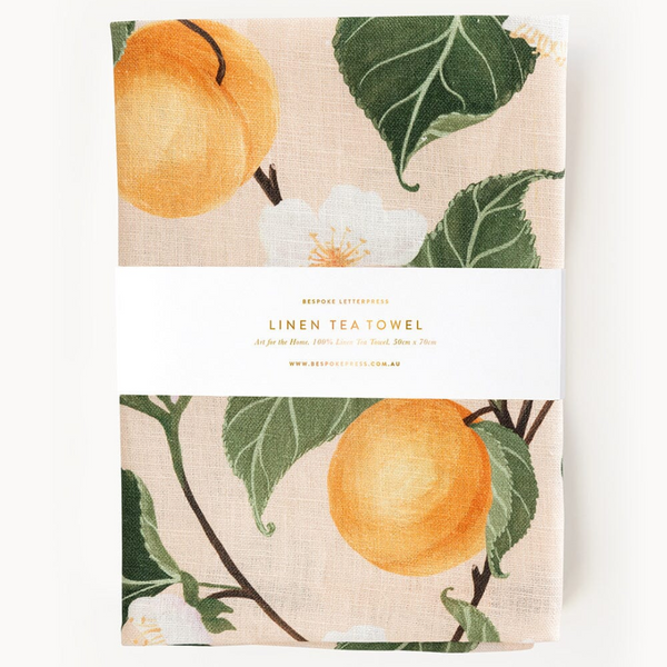 100% Linen Tea Towel / Peaches