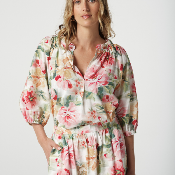 Floral Peasant Top