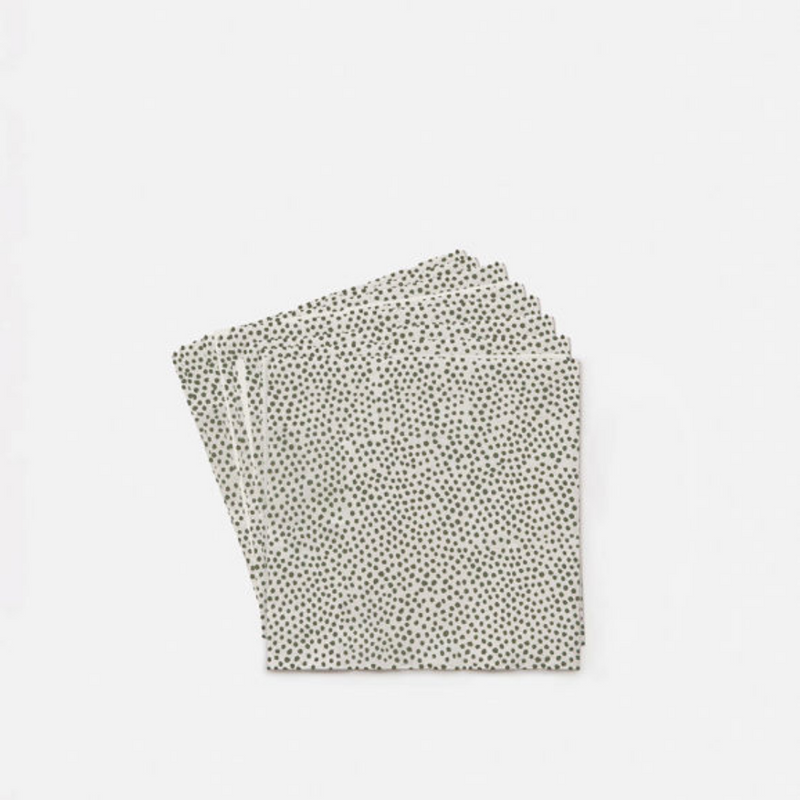 Pois Dinner Napkin / White + Olive
