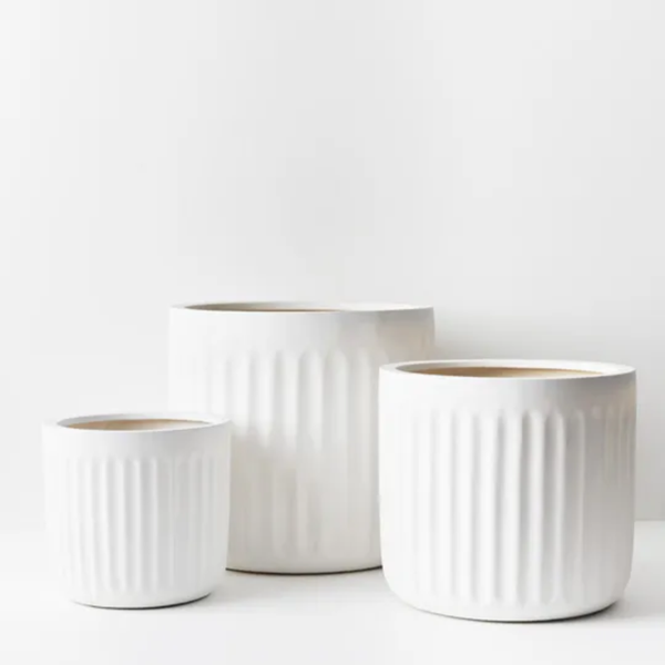 Pleat Round Pot Large / White