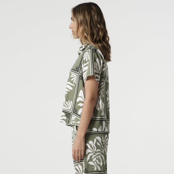 Soft Button Through Blouse / Sage Green