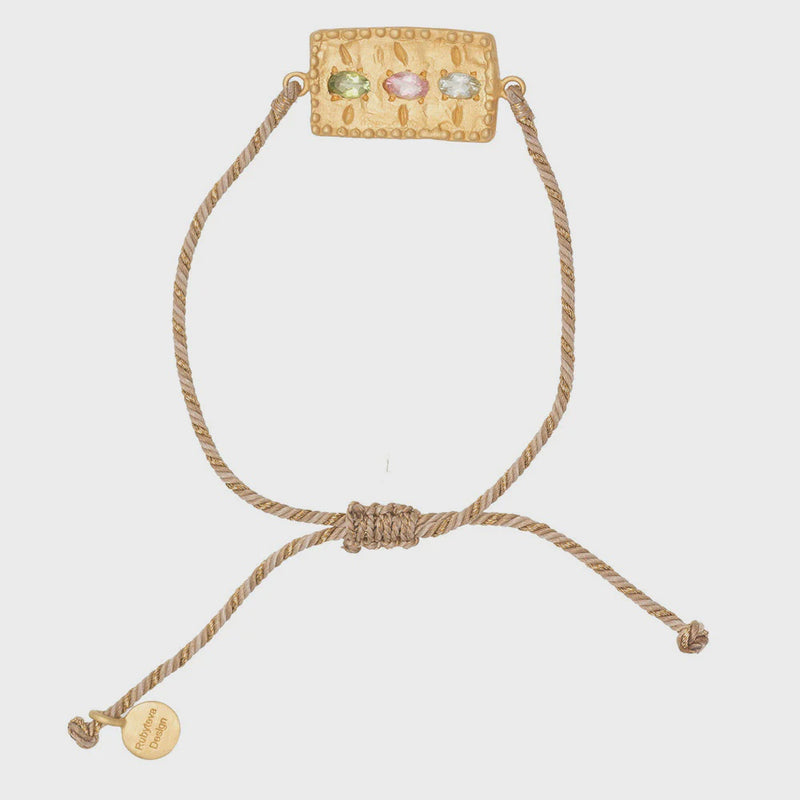 Amira Adjustable Bracelet / Beige + Multi Tourmaline