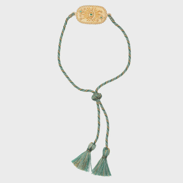 Berber Adjustable Bracelet / Green + Green Zircon