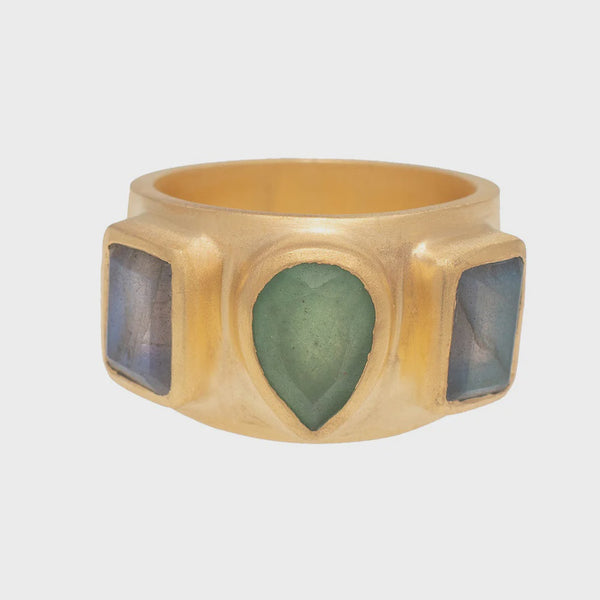 Anokhi Ring / Green Aventurine + Labradorite