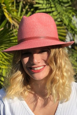 Borsalino Hat w Leather Strap / Rosa