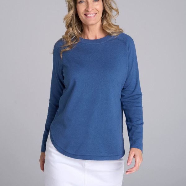 Raglan Sleeve Even Knit / Clean Denim