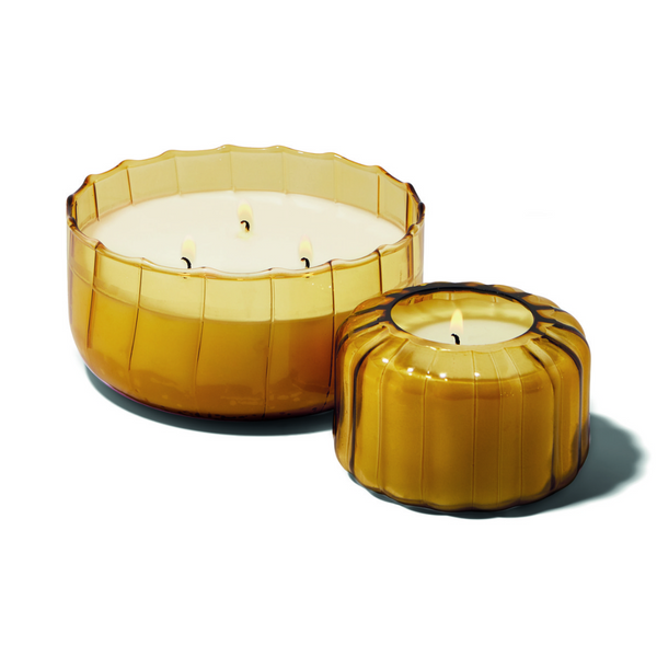 Ribbed Glass Candle 12oz / Golden Ember