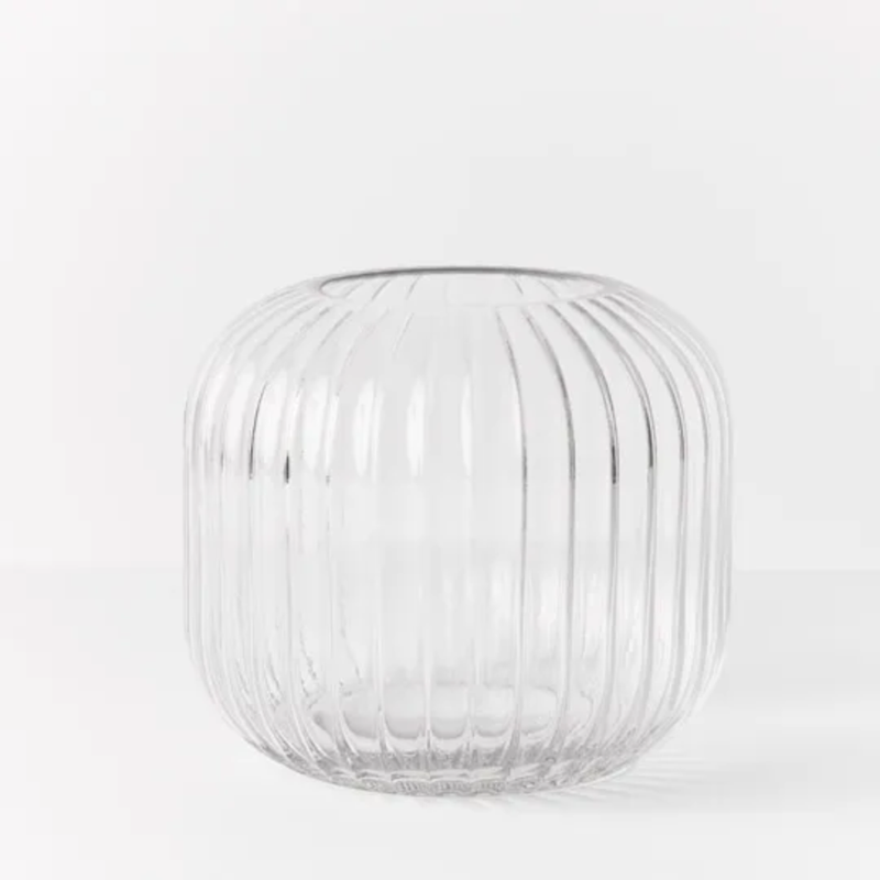 Ripple Squat Vase 16cm / Clear