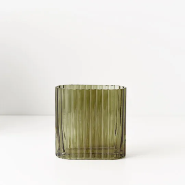 Ripple Vase Oval 16cm / Olive