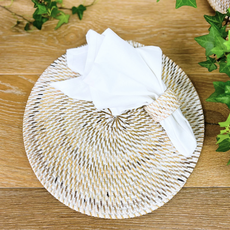 Rattan Round Placemat / White