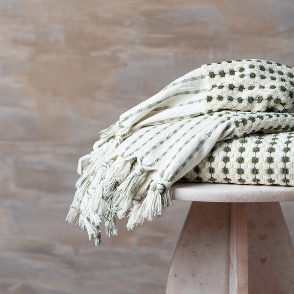Chickpea Bath Sheet Natural & Olive