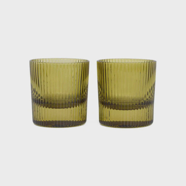 The Scout Lowball Glass Set 2 / Olive
